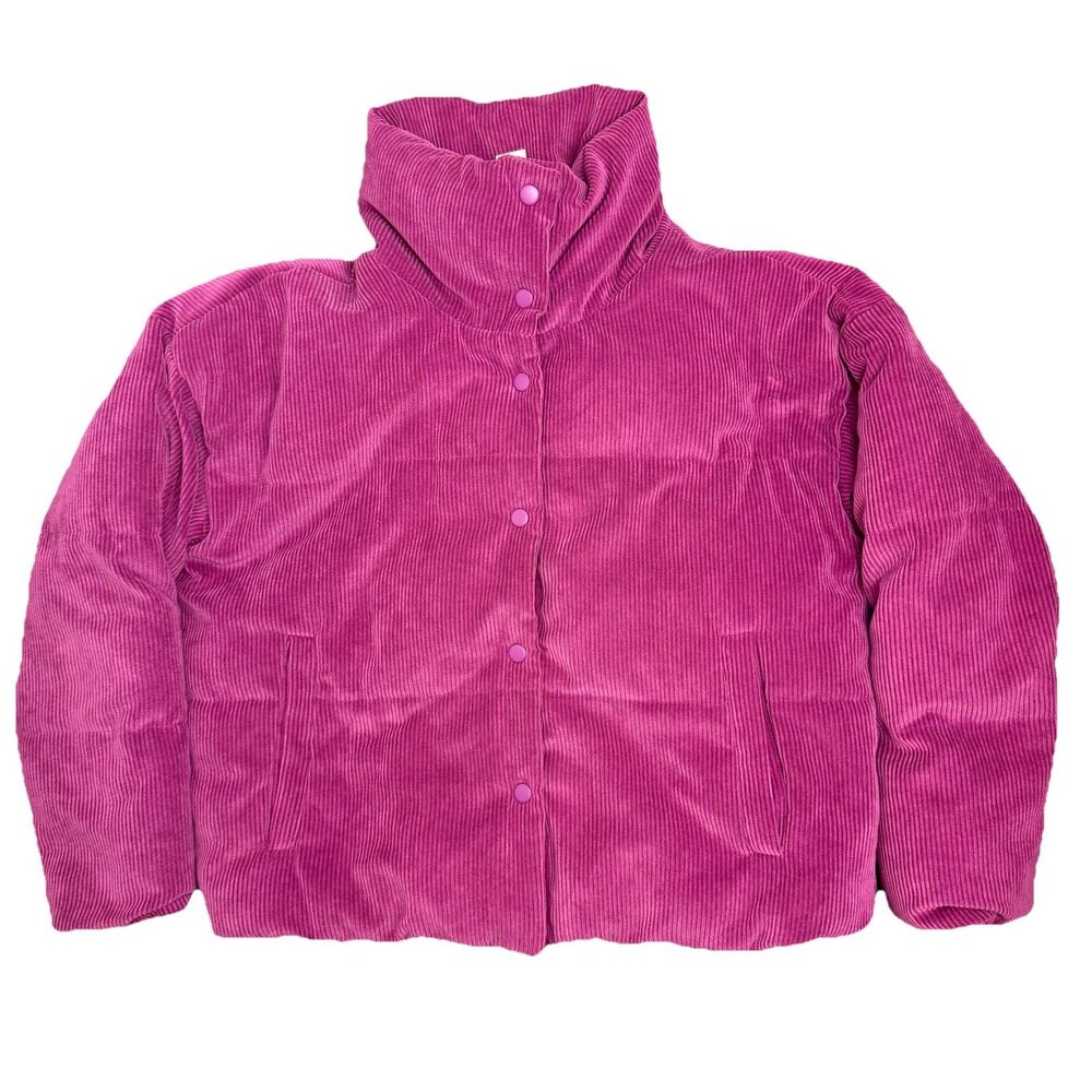 Free People Puffs Weekender Purple Corduroy Jacket Cropped Box Oversized Size XS